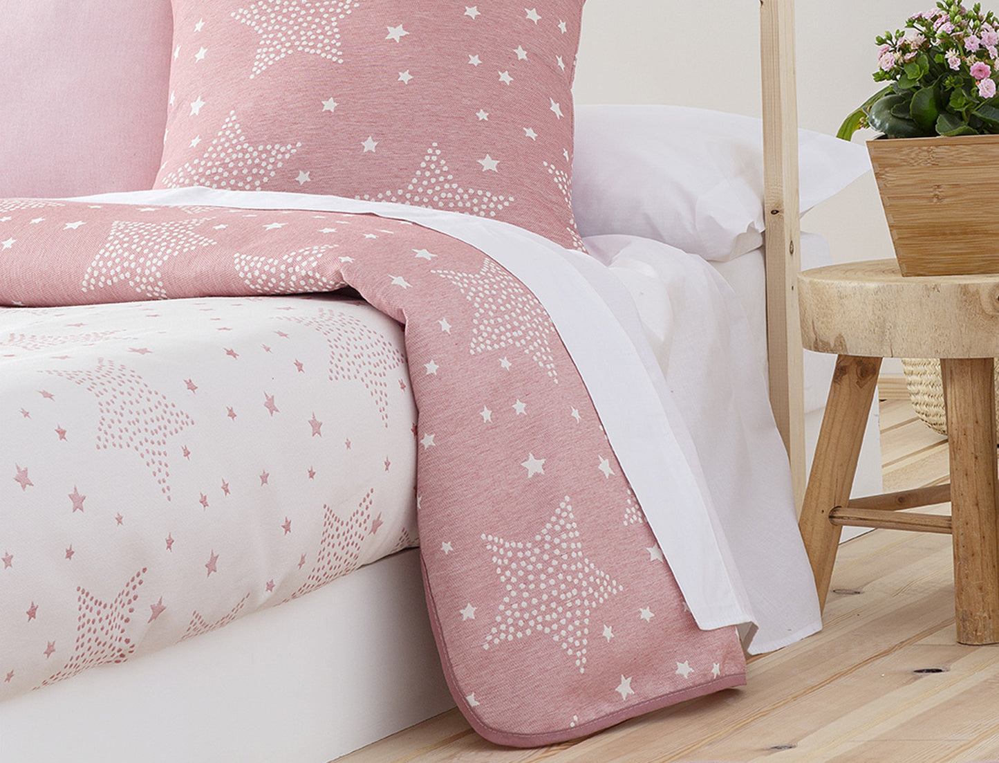 COLCHA REVERSIBLE STARS ROSA