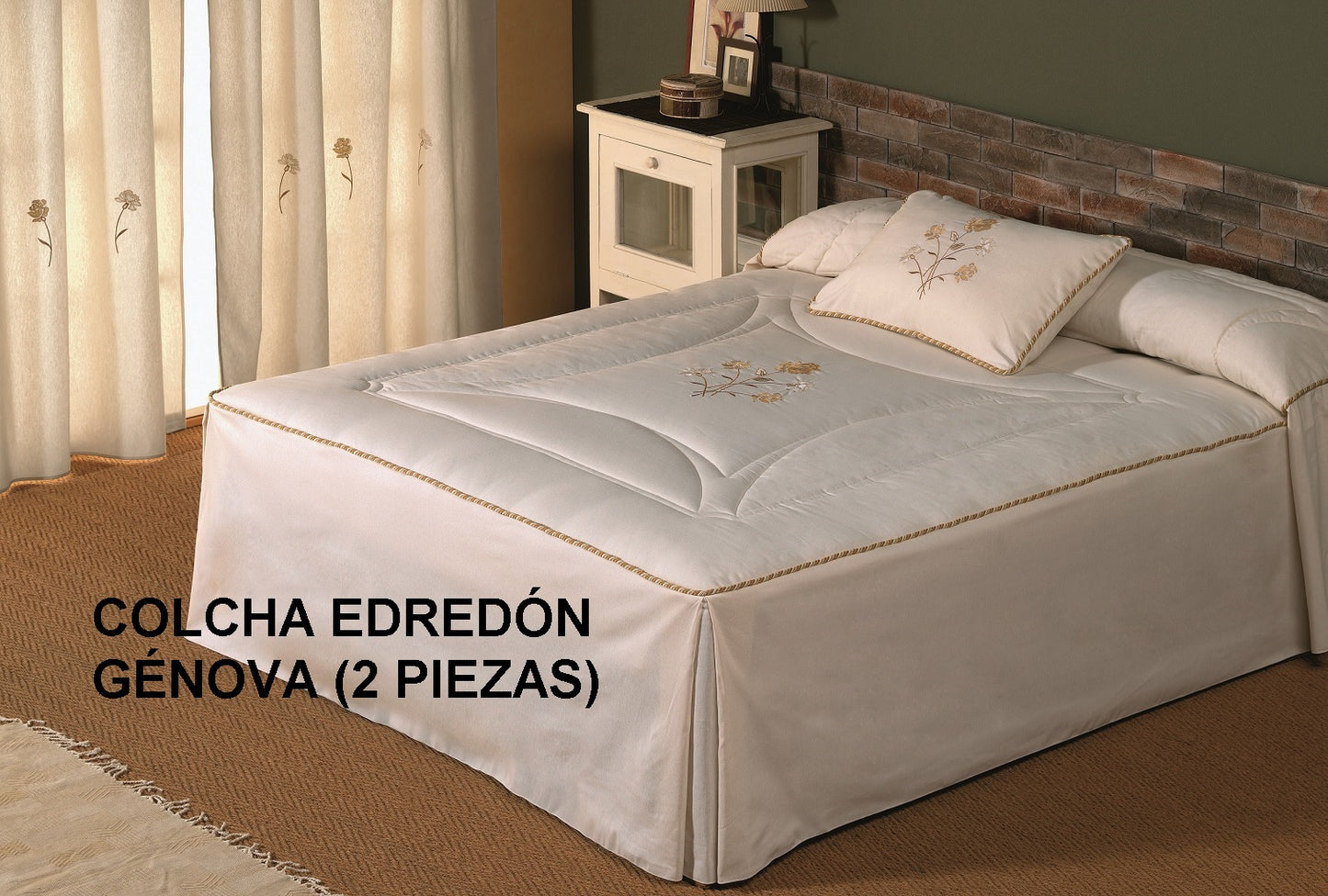 Edredón Coordinado Conjunto de Cama Bordado Génova