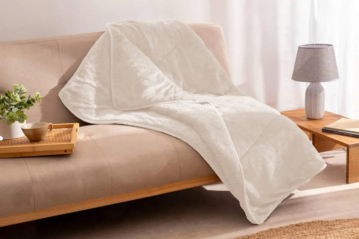 PLAID SHERPA LISO CRUDO 130X160 KARAMELO