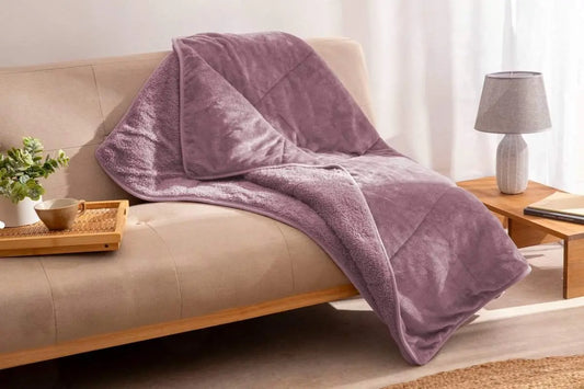 PLAID SHERPA LISO MAQUILLAJE 130X160 KARAMELO