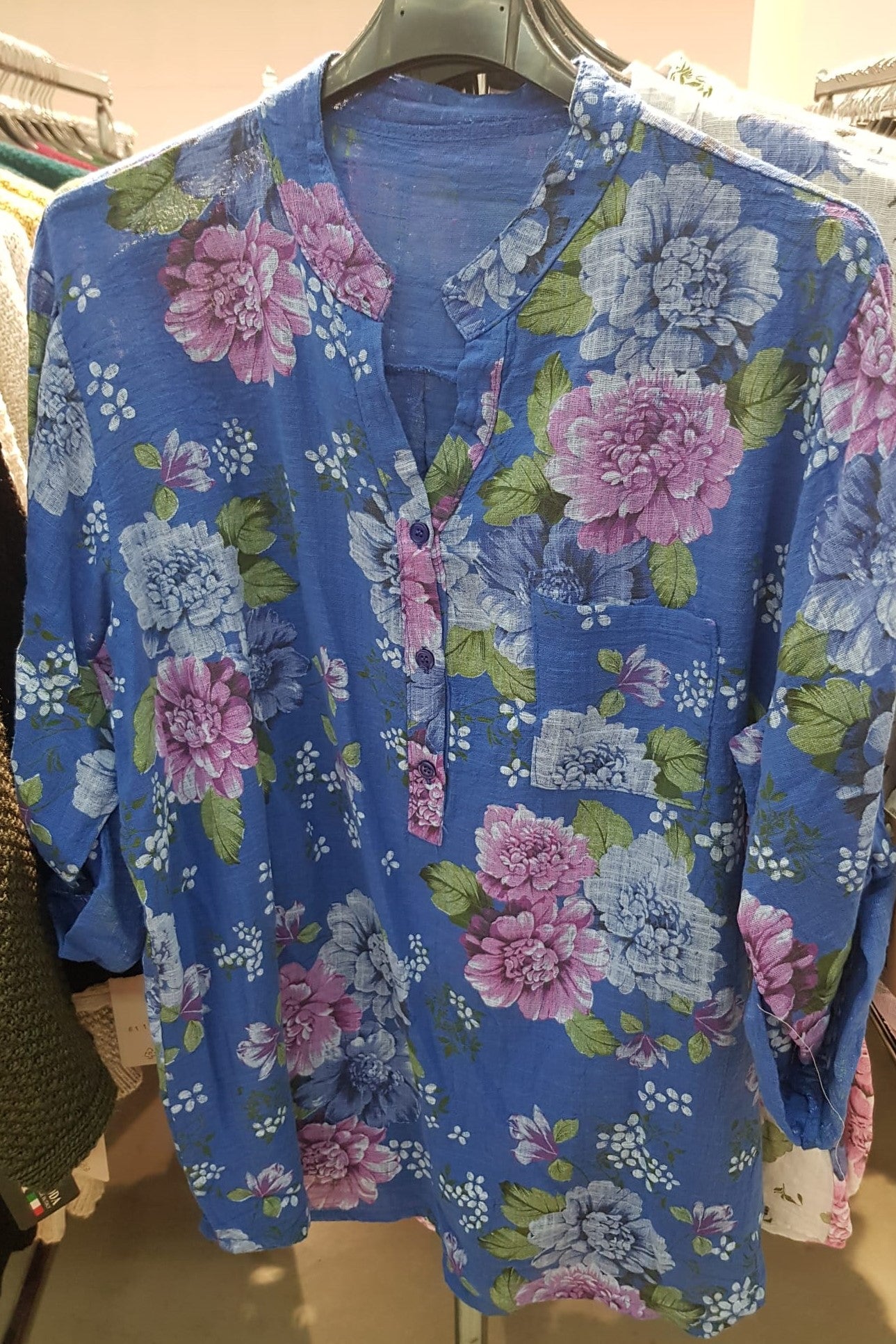 Camisa Blusa Algodón Estampada Flores