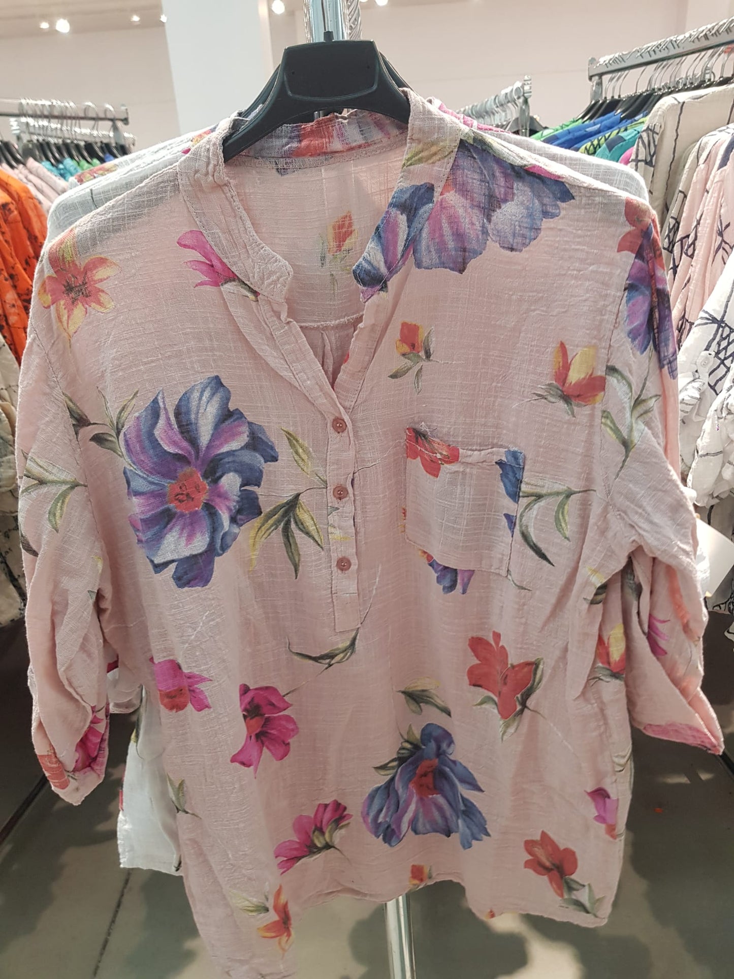 Camisa Blusa Algodón Estampada Flores