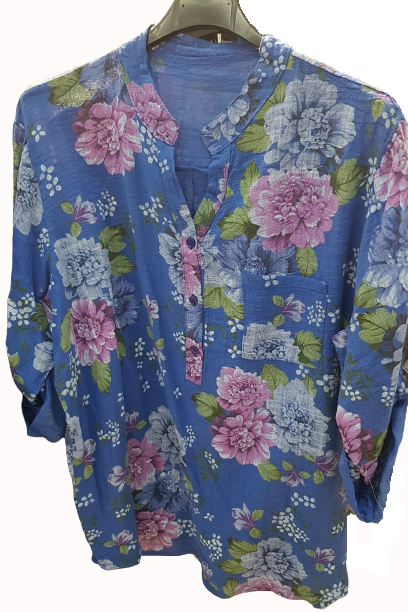 Camisa Blusa Algodón Estampada Flores